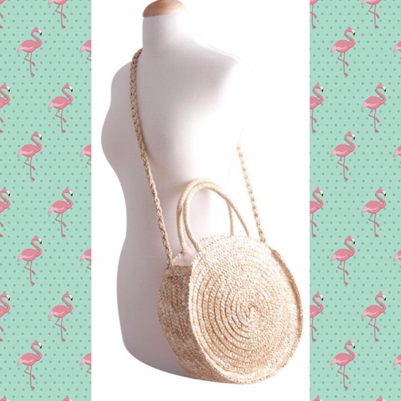 Round straw beach bag purse NWT - Picture 3 of 4